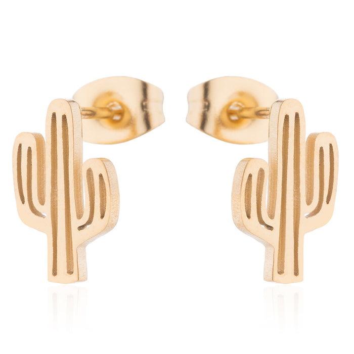 Cactus Stainless Steel Stud Earrings - Plant-Inspired Simple and Stylish Jewelry