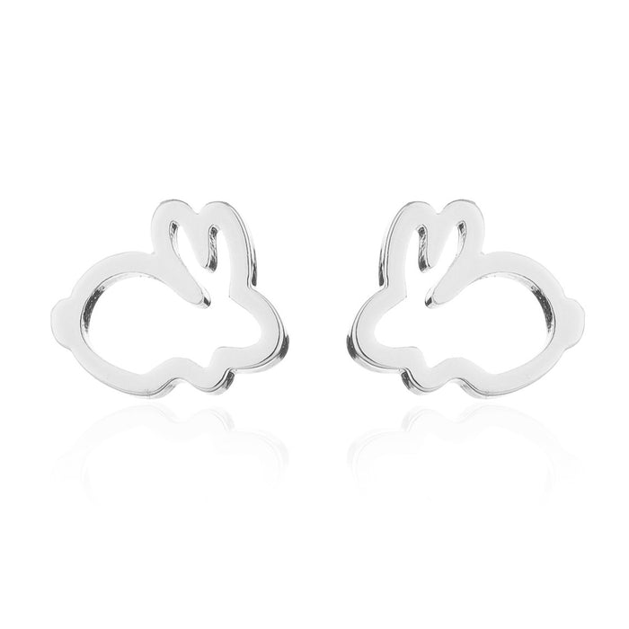 Mini pendientes de conejo, nuevos pendientes huecos simples y lindos de estilo dulce, pendientes de moda coreana al por mayor