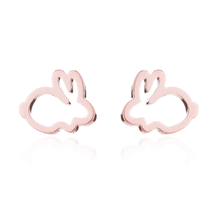 Mini pendientes de conejo, nuevos pendientes huecos simples y lindos de estilo dulce, pendientes de moda coreana al por mayor