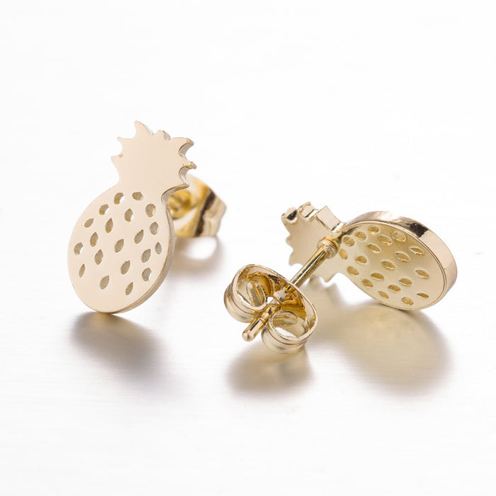 Pineapple Stainless Steel Stud Earrings - Fun and Playful Fruit Jewelry