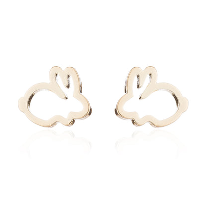 Mini rabbit earrings, new style sweet cute simple hollow earrings Korean fashion earrings wholesale