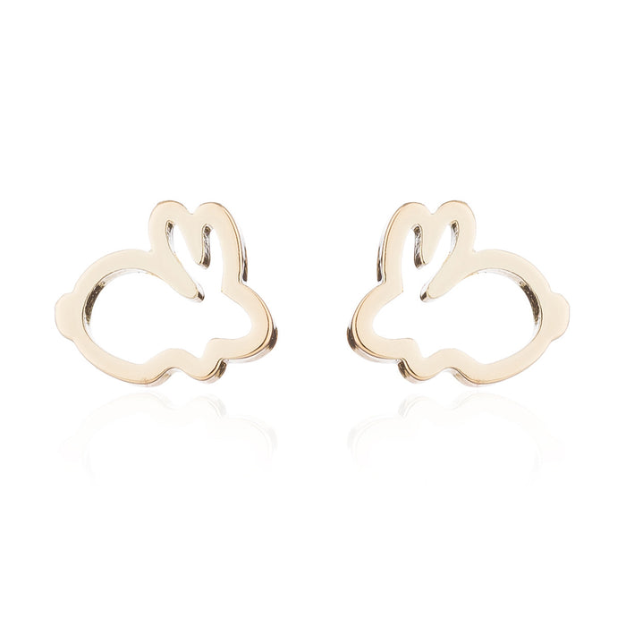 Mini pendientes de conejo, nuevos pendientes huecos simples y lindos de estilo dulce, pendientes de moda coreana al por mayor