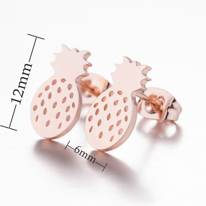 Pineapple Stainless Steel Stud Earrings - Fun and Playful Fruit Jewelry