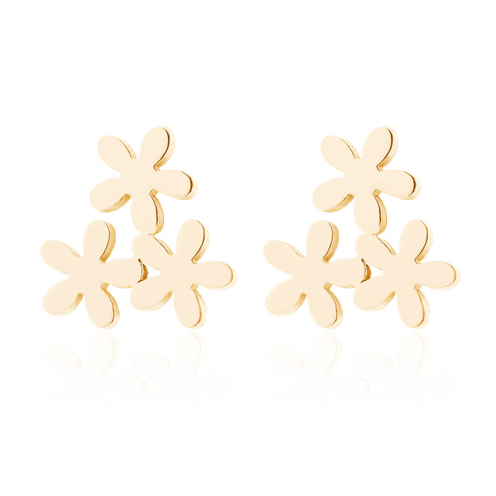 Flower earrings, ladylike small flower earrings, simple petals plum blossoms, fresh and sweet girl earrings