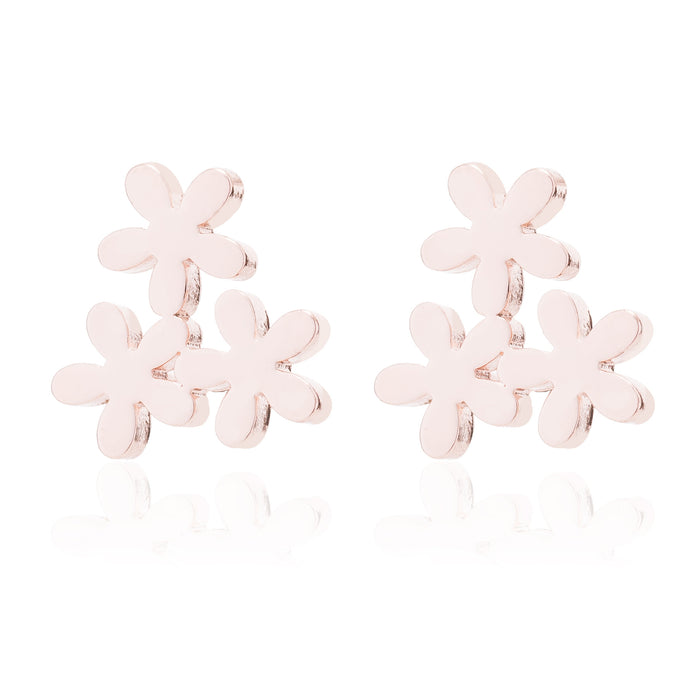 Flower earrings, ladylike small flower earrings, simple petals plum blossoms, fresh and sweet girl earrings