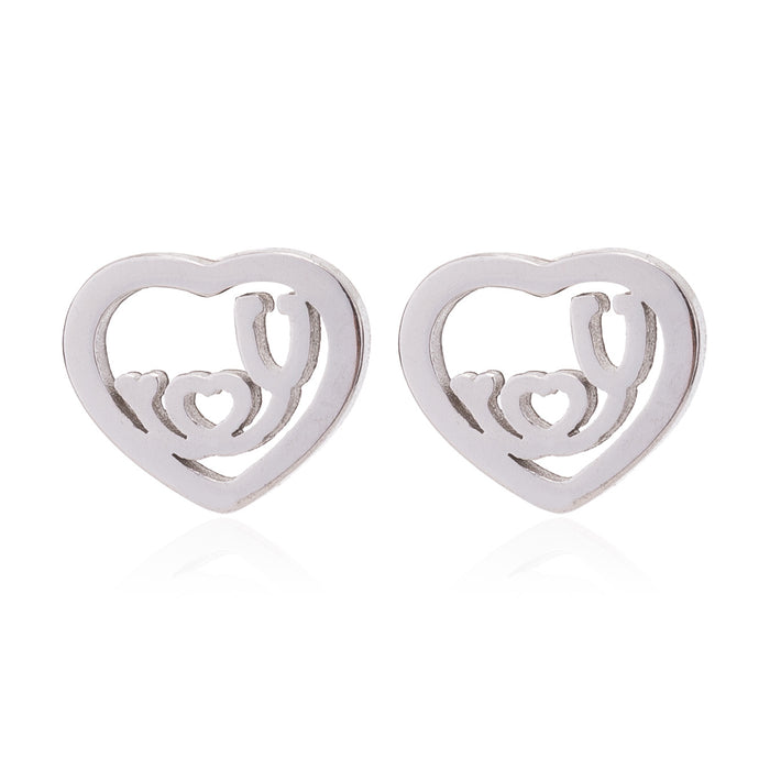 Pendientes de corazón de amor, mini pendientes de acero inoxidable con forma de estetoscopio en forma de corazón, venta al por mayor