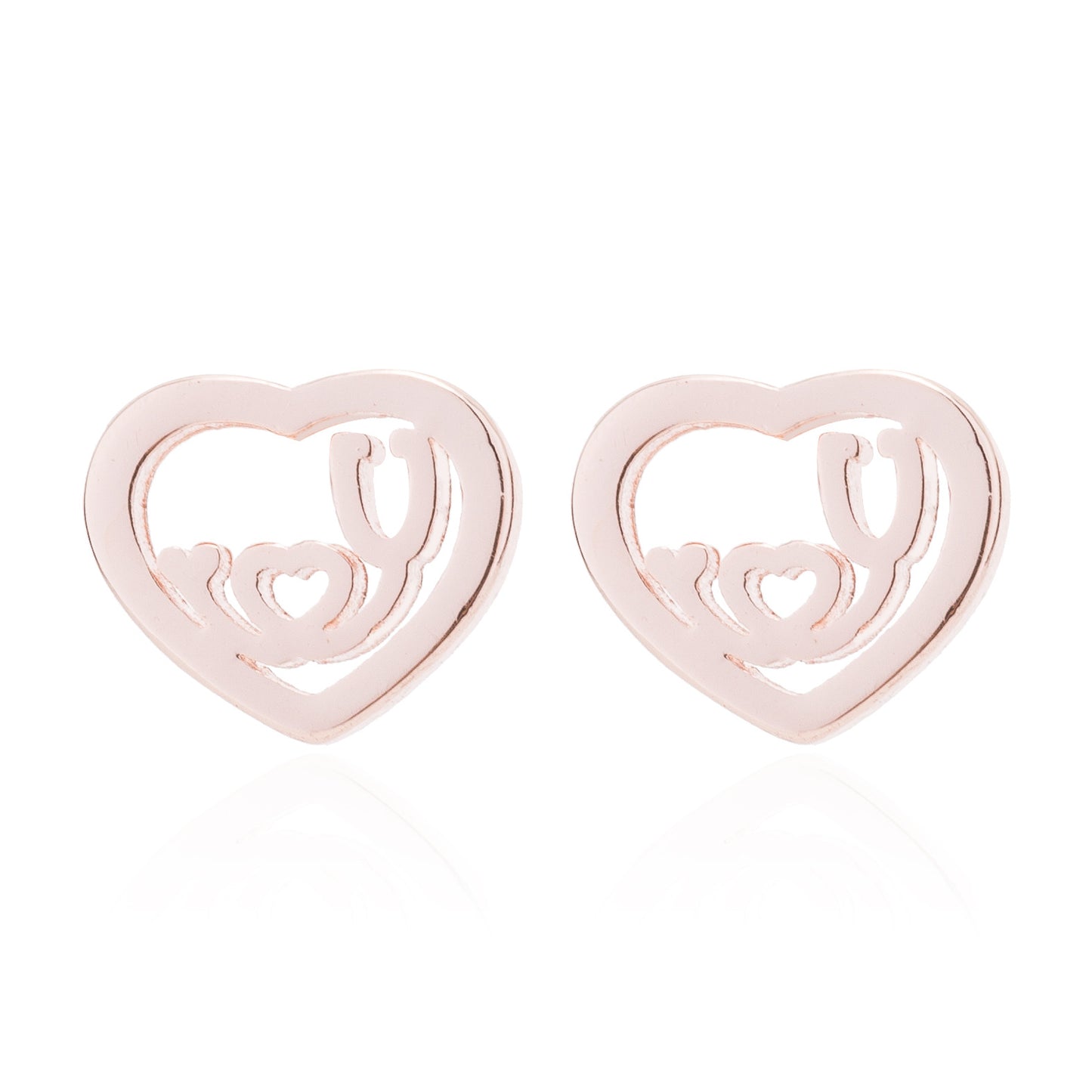 Love heart earrings, stainless steel heart stethoscope ear bone studs mini earrings fashionable spot wholesale