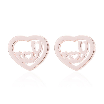 Love heart earrings, stainless steel heart stethoscope ear bone studs mini earrings fashionable spot wholesale