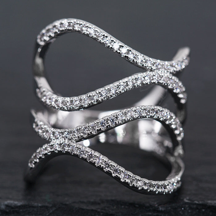 Double circle multi-row zircon ring fashion trend Rings