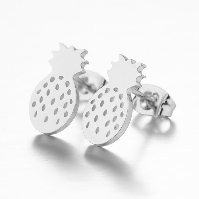 Pineapple Stainless Steel Stud Earrings - Fun and Playful Fruit Jewelry