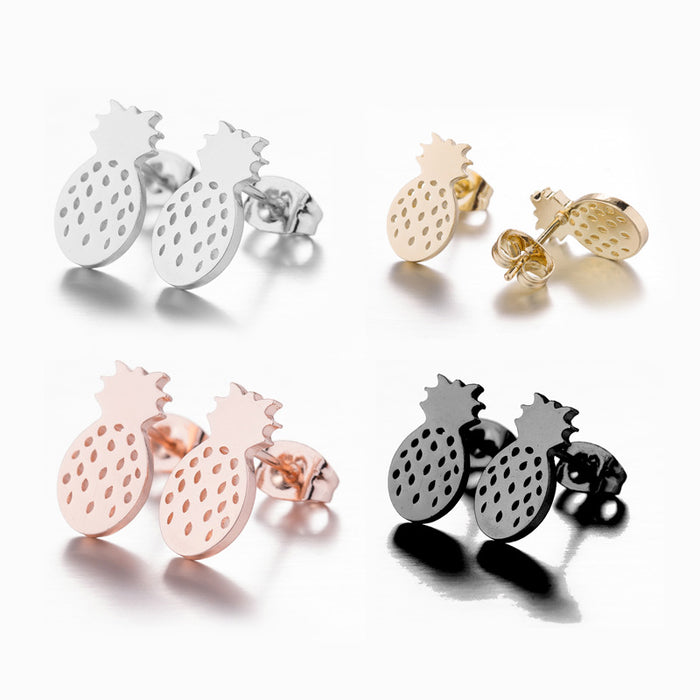 Pineapple Stainless Steel Stud Earrings - Fun and Playful Fruit Jewelry