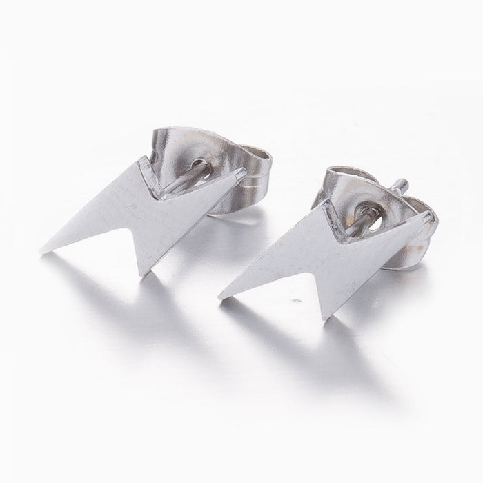 Simple Lightning Bolt Stainless Steel Stud Earrings - Stylish and Versatile Jewelry for Daily Wear