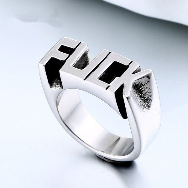 punk style ring english letter ring