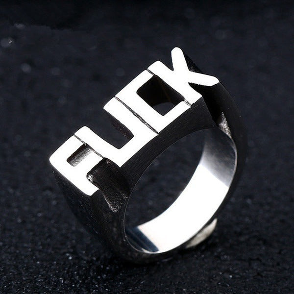 punk style ring english letter ring