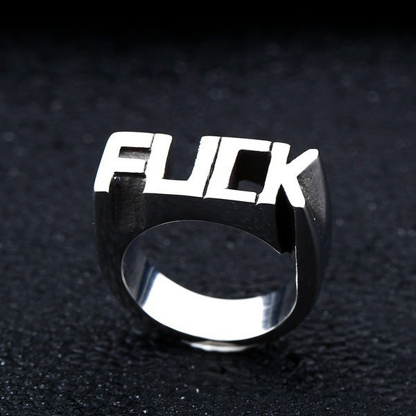 punk style ring english letter ring