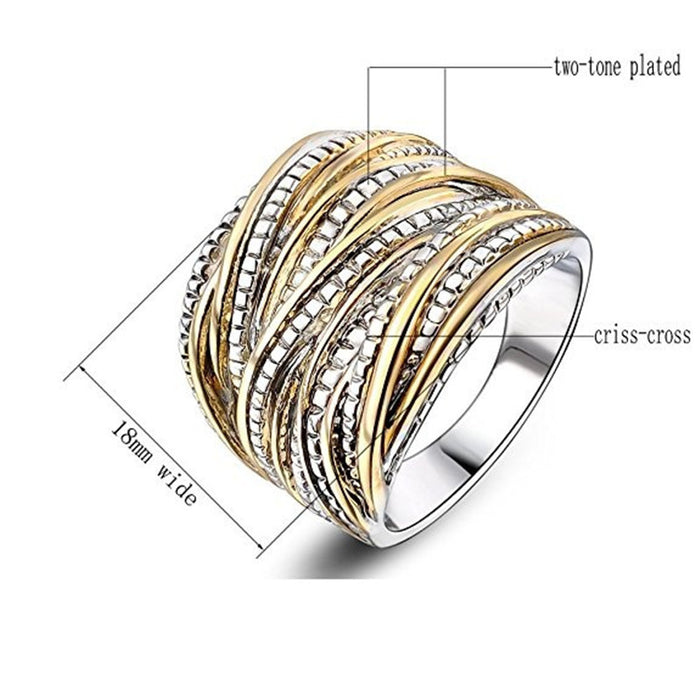 Anillo retro doble de oro anillo exagerado para hombres y mujeres