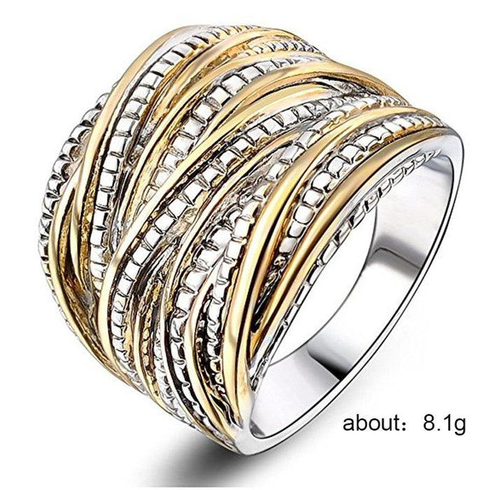 Anillo retro doble de oro anillo exagerado para hombres y mujeres