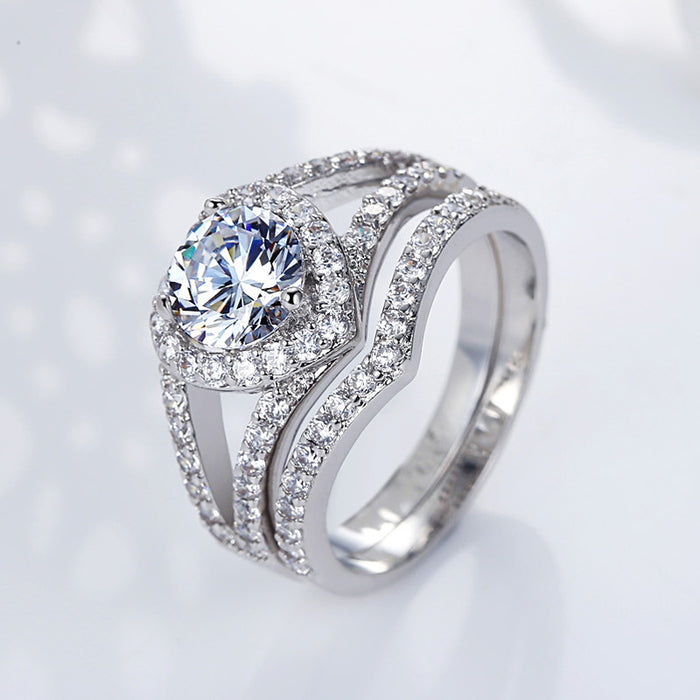 Heart-shaped blue gemstone ring for women Micro-paved zircon ring