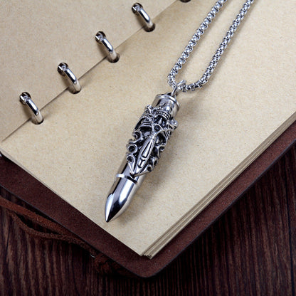 Necklaces Stainless Steel Double Dragon Sword Bullets Men Openable - wallojewerly 