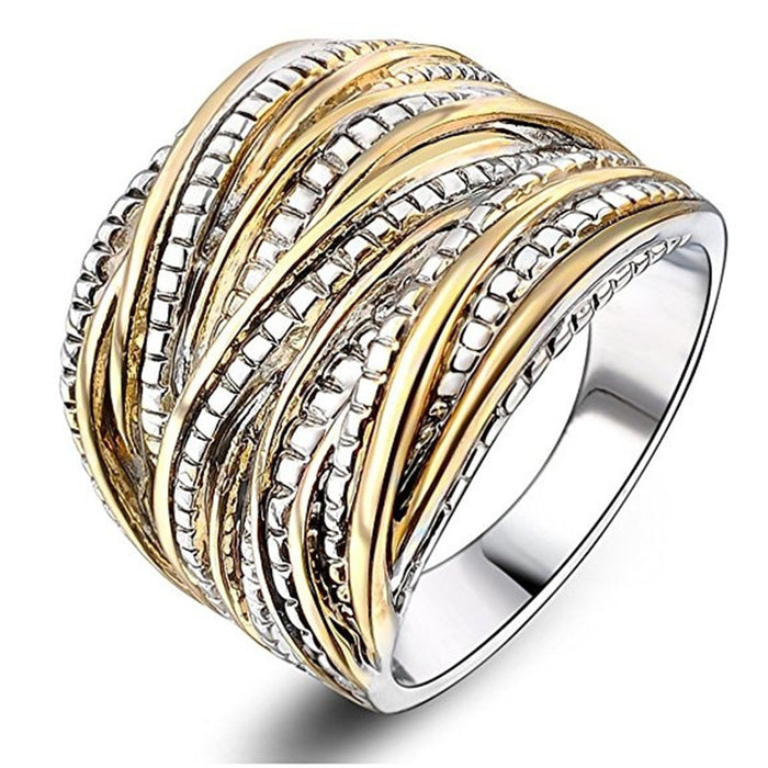 Anillo retro doble de oro anillo exagerado para hombres y mujeres