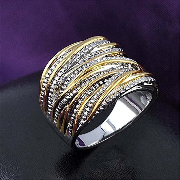 Anillo retro doble de oro anillo exagerado para hombres y mujeres