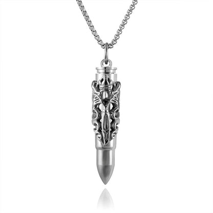 Necklaces Stainless Steel Double Dragon Sword Bullets Men Openable - wallojewerly 