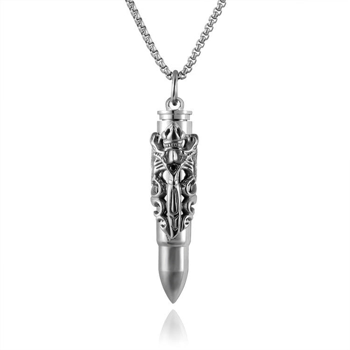 Necklaces Stainless Steel Double Dragon Sword Bullets Men Openable - wallojewerly 