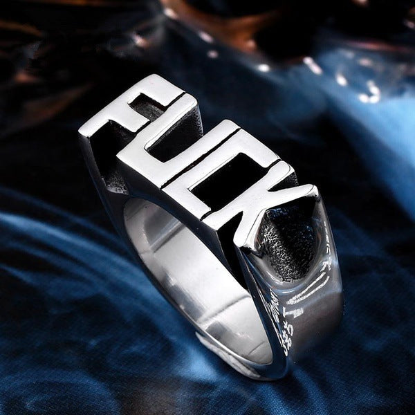 punk style ring english letter ring