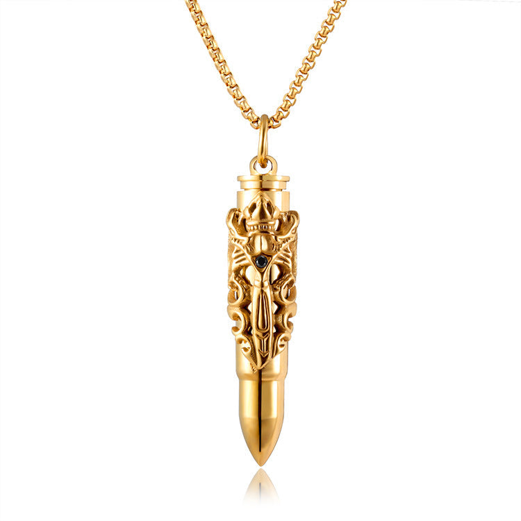 Necklaces Stainless Steel Double Dragon Sword Bullets Men Openable - wallojewerly 