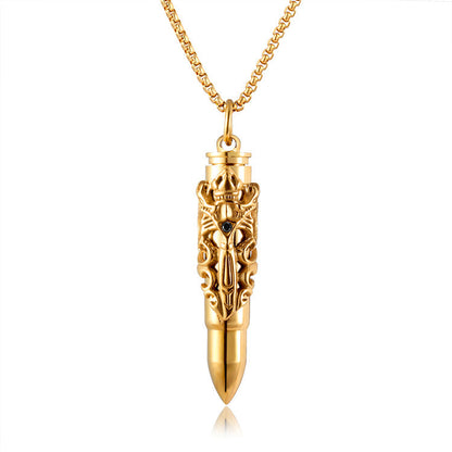 Necklaces Stainless Steel Double Dragon Sword Bullets Men Openable - wallojewerly 