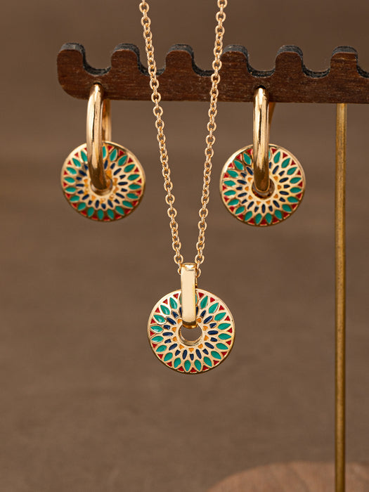 Wholesale painted daisy pattern necklace and earring sets - wallojewerly 