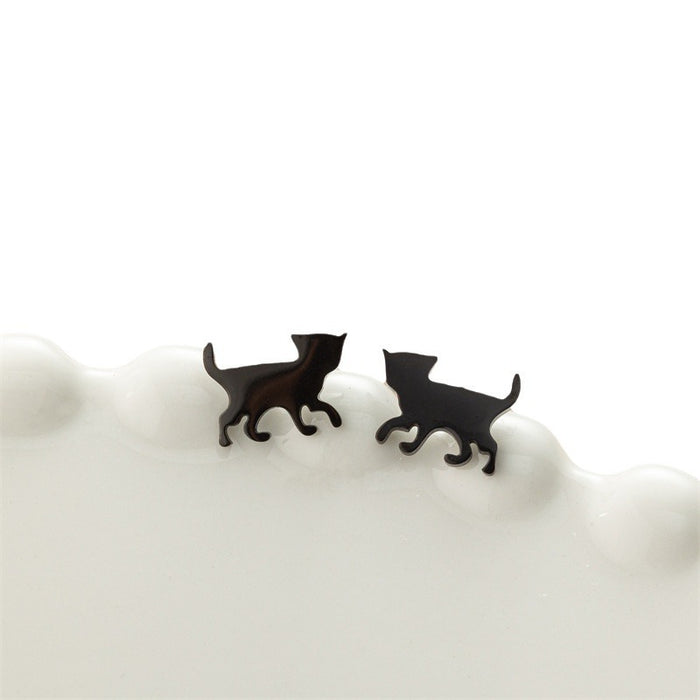 Pet Dog and Cat Stainless Steel Stud Earrings - Cute and Playful Jewelry