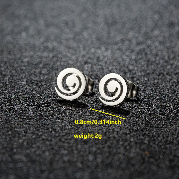 Geometric Spiral Stainless Steel Stud Earrings - Modern and Stylish Mini Jewelry