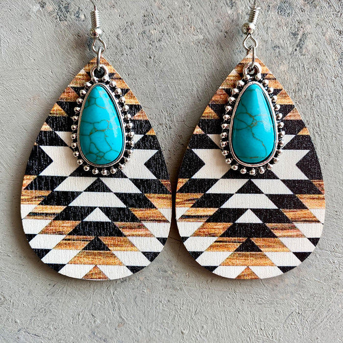 Turquoise Pendant Earrings with Vintage Western Bohemian Style