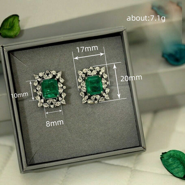 Classic imitation emerald earrings, temperament exaggerated female earrings