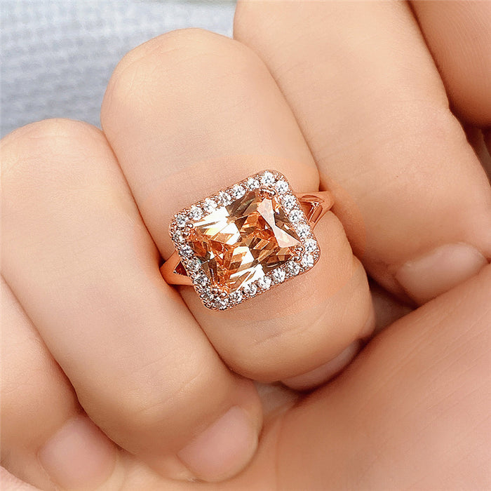 Imitation natural citrine women's ring 8x10 main stone ring