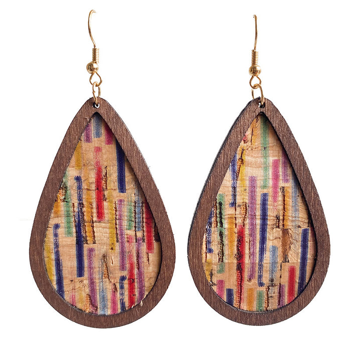 Wooden plaid earrings