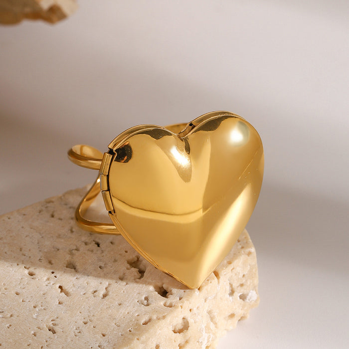 Stainless steel heart luxury ring