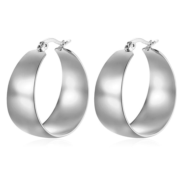 Pendientes de acero inoxidable curvados ensanchados acero titanio oro 18K estilo lujo ligero para mujer