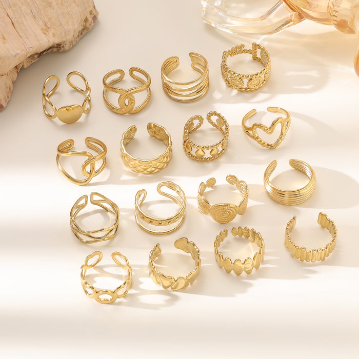 Wholesale 18K gold stainless steel irregular opening rings with furnace vacuum insulation
