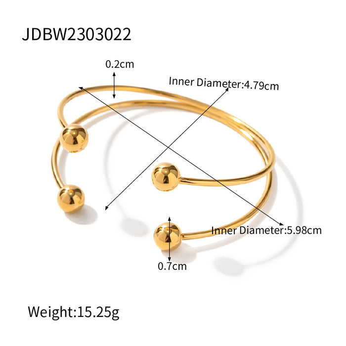 2023 New Trending Design 18K Gold Plated Stainless Steel Ball Open Bracelet - Wholesale Jewelry