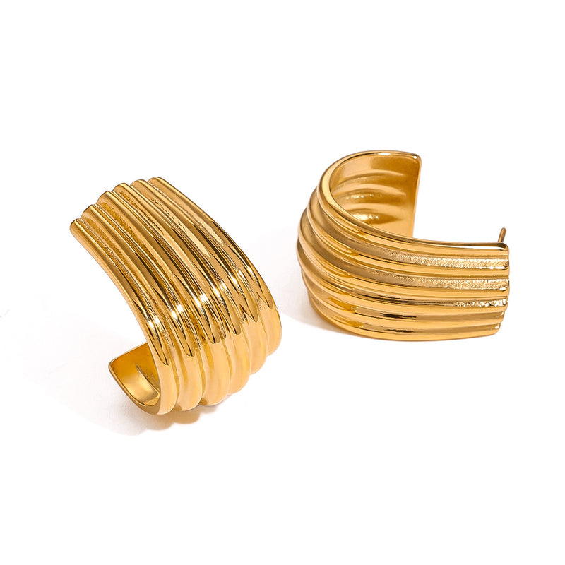 Pendientes de acero inoxidable con doble C de estilo europeo transfronterizo: joyería de acero de titanio de alta gama y de gran tamaño