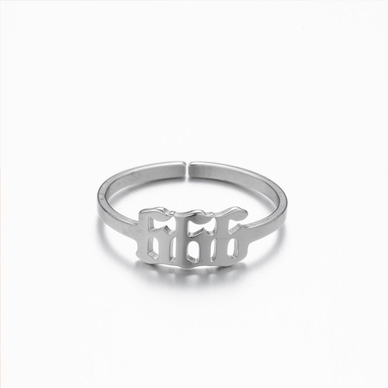 Lucky number ring, stainless steel 111-999 open memorial ring wholesale