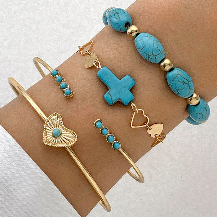 Bohemian Turquoise and Butterfly Bracelet Set – Ethnic Statement Jewelry