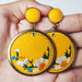 Leather Embroidered Floral Earrings with Vintage and Elegant Style - wallojewerly 