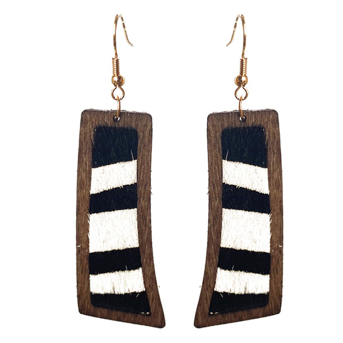 Wooden leopard print earrings