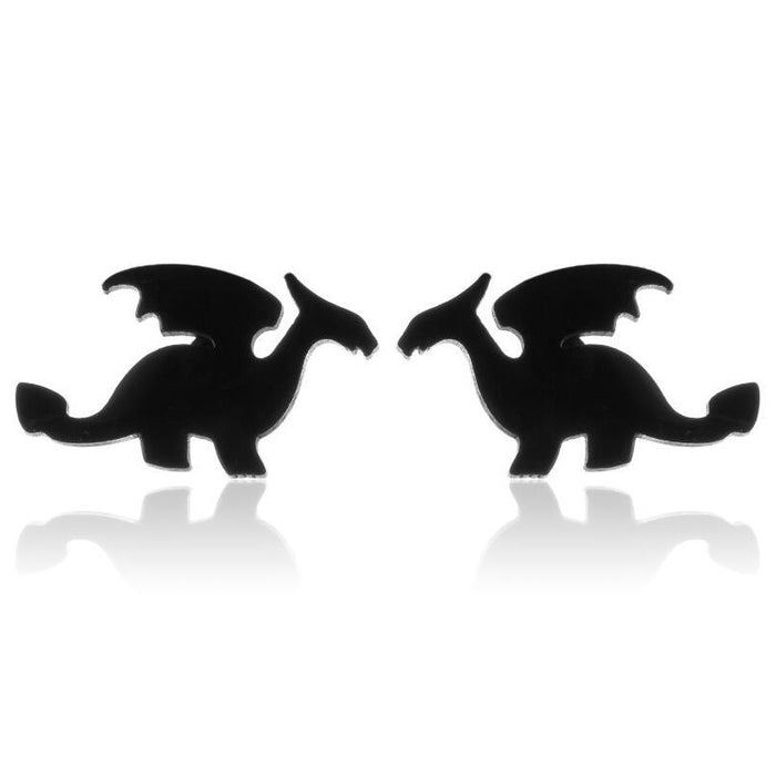 Dinosaur Stainless Steel Stud Earrings - Fun and Creative Jewelry with a Playful Design