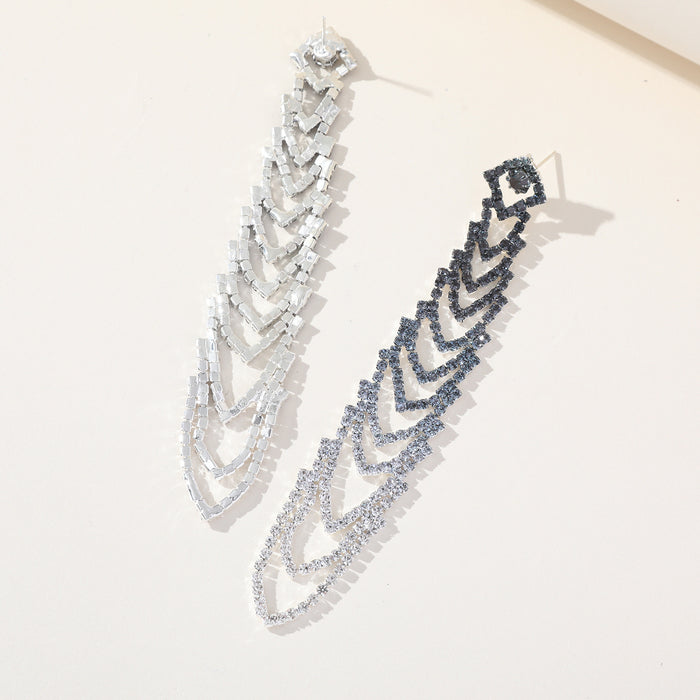 Luxury Gradient Tassel Earrings - Sparkling Rhinestone Dangles for Elegant Gowns