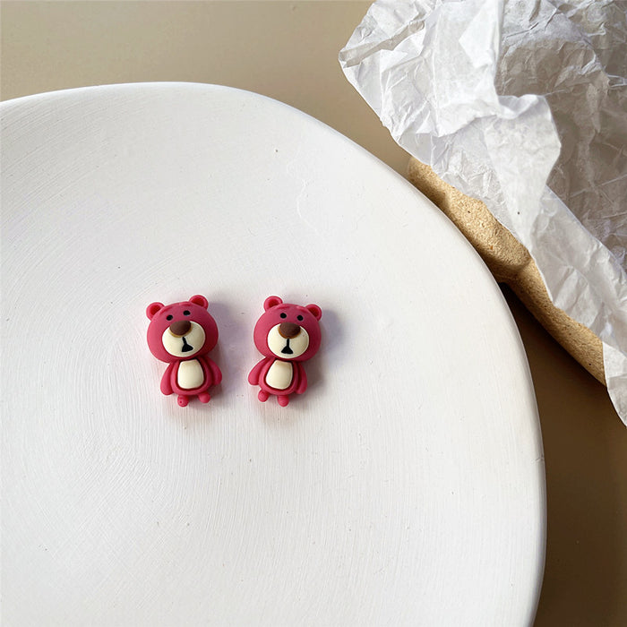 Cartoon bear earrings, sweet and childlike, cute earrings