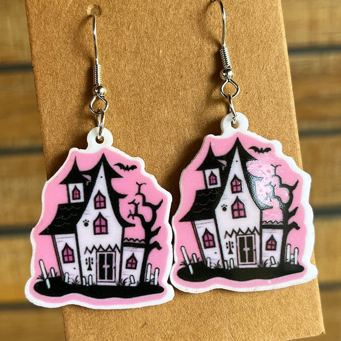 White Ghost Acrylic Halloween Earrings